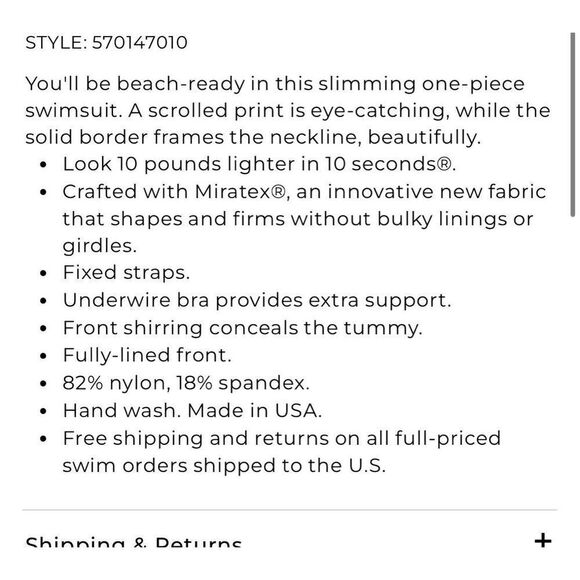 Miraclesuit 6 One Piece Swimsuit Colorblock Baroque Scroll Print Black Shaping - Picture 9 of 10